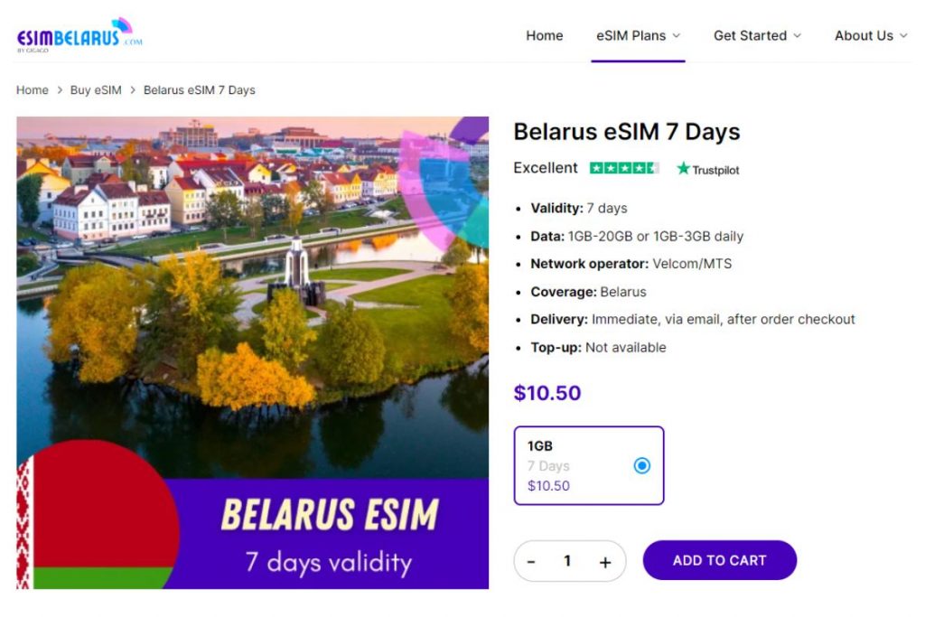 Belarus esim 7 day plan
